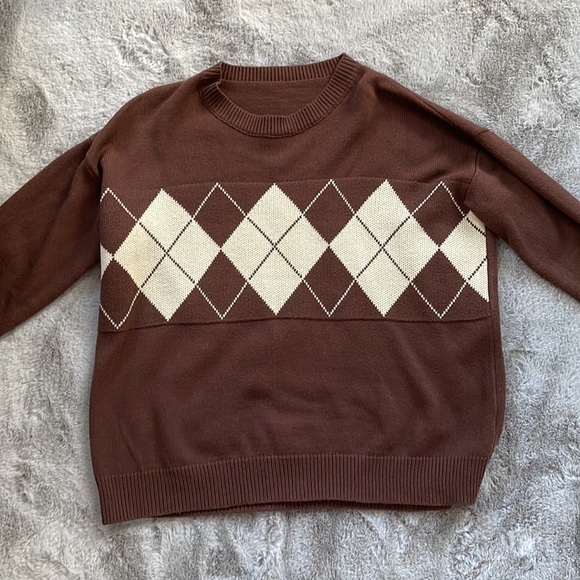 DAZY brown argyle sweater - Picture 2 of 3